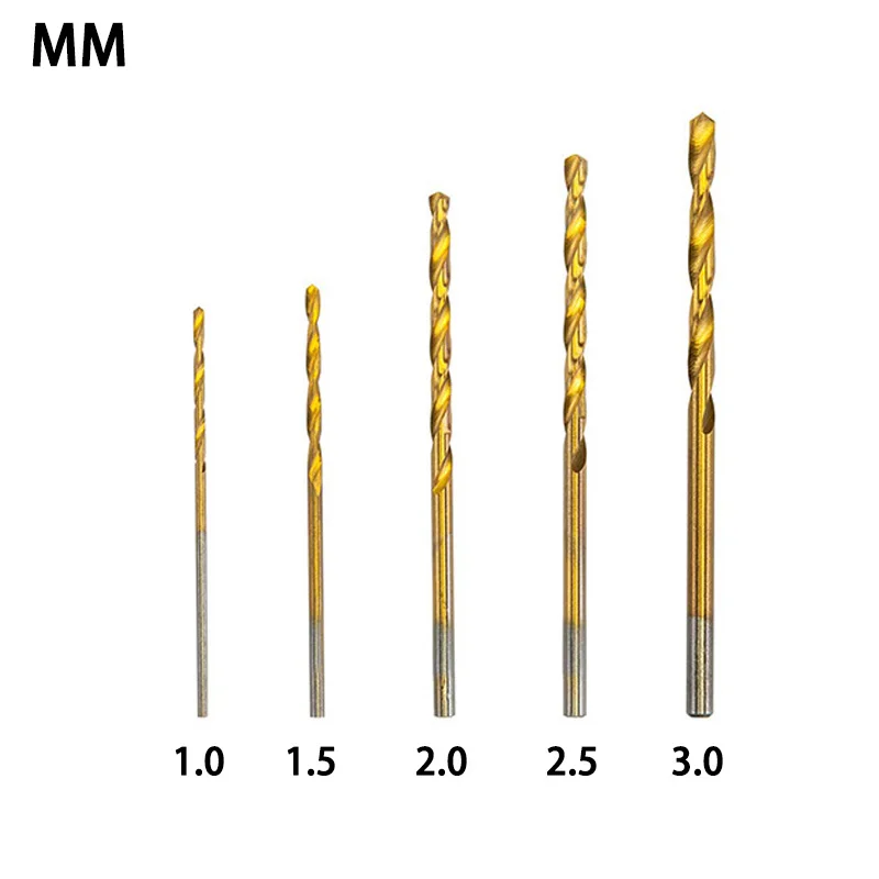 50Pc Titanium Coated Drill Bits HSS High Speed Steel Drill Bits Set Tool Multi Function Metal Drills Power Tools 1/1.5/2/2.5/3mm