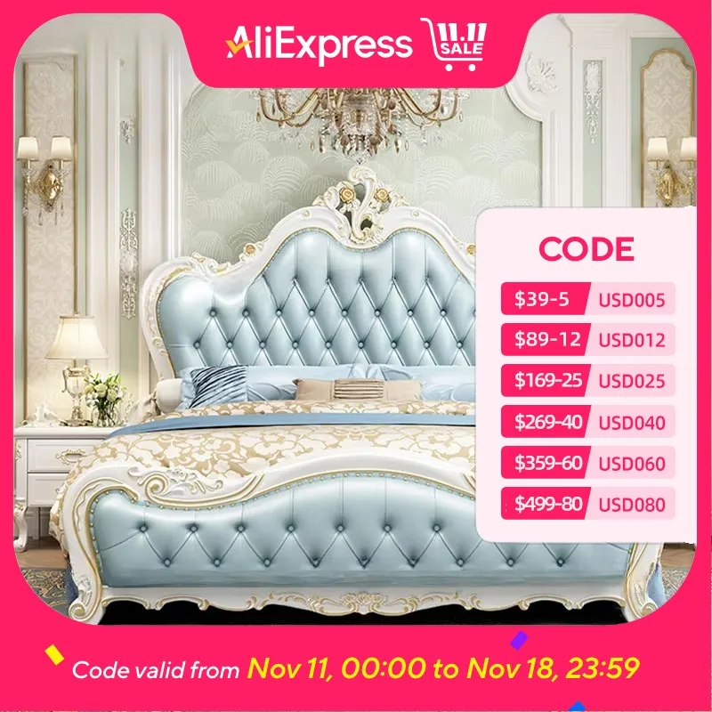 

Designer Double Bed Frame Modern French Style Wood Luxury Queen Bed Frame Bedroom Comferter Letto Matrimoniale Furniture Home