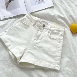 Retro High Waist Denim Shorts Women Gray White Black Casual Summer Shorts Slim Sexy Streetwear Jeans Bike Shorts Female C7187