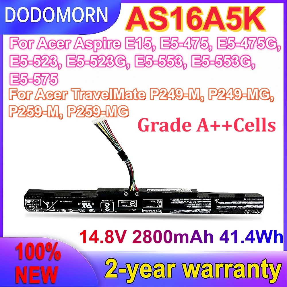 AS16A8K AS16A5K Battery For Acer Aspire E15 E5-575G E5-475G E5-774G F5-573G TravelMate P249 P259 N16Q1 N16Q2 AS16A7K 4ICR19/66