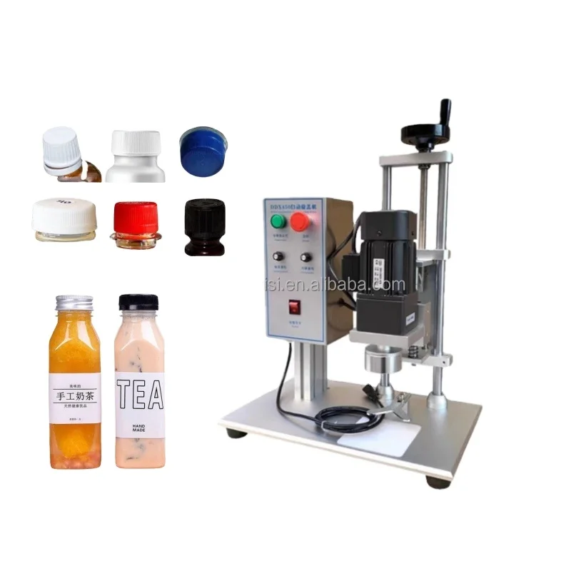 New Condition Semi-Automatic Electric Duckbill Cap Rolling Machine for Screw Iron Metal Can As Well As Glass Bottle Spraying