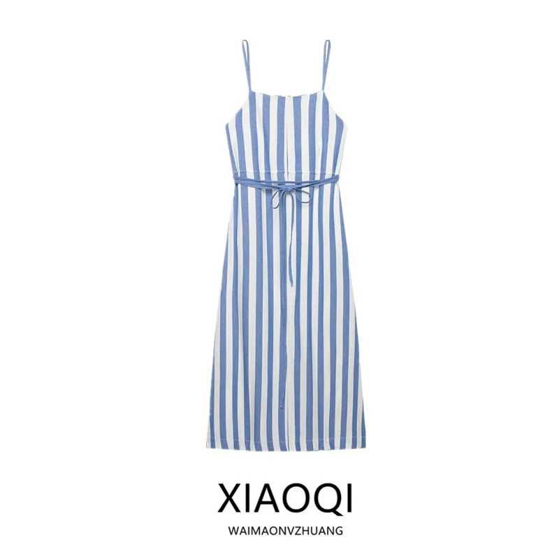 Early Autumn New Arrival Women's Dress Stripe Design Versatile Strapless Gown Casual Style City Commute Suitable 100% Other M...