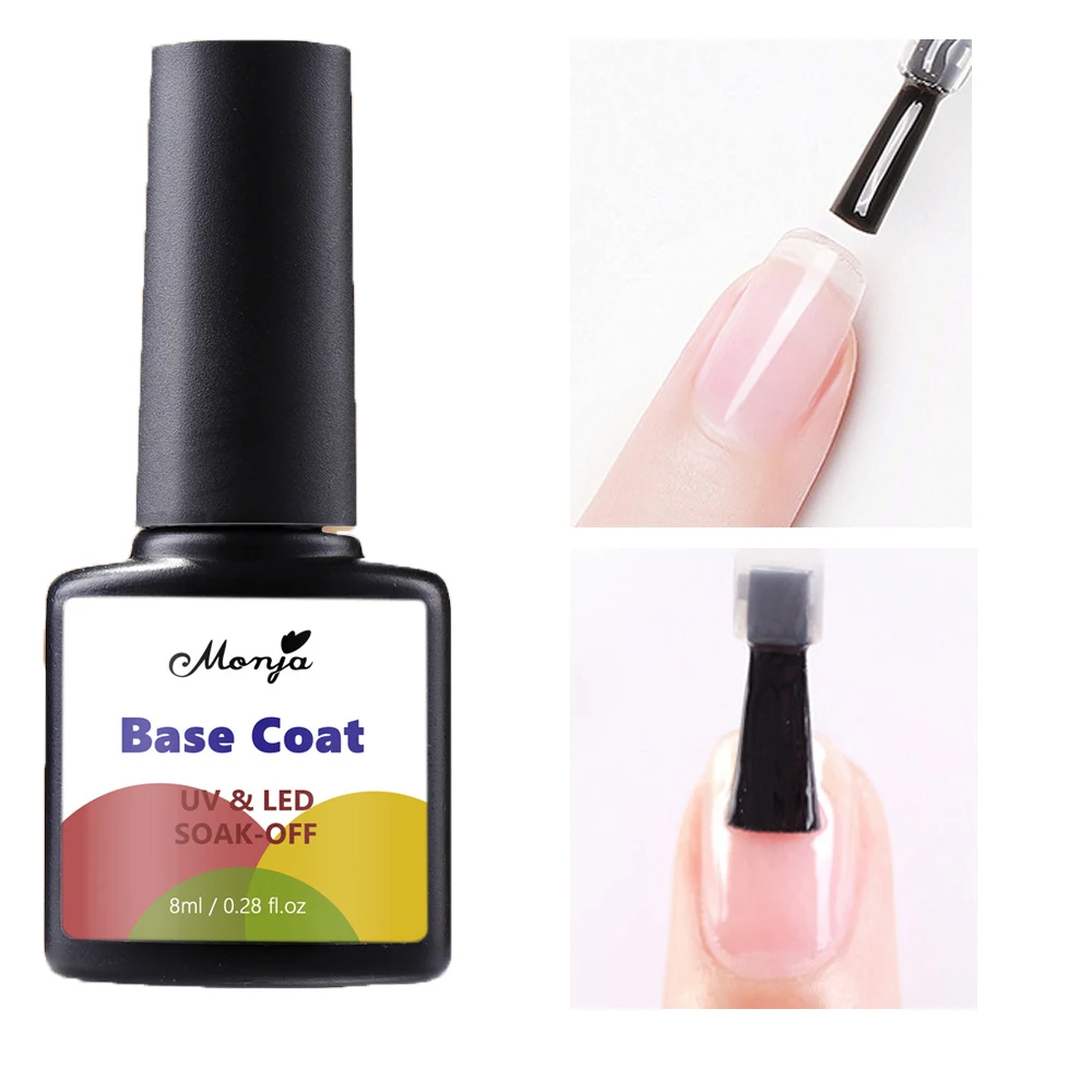 1/2 pçs base & revestimento superior gel unha polonês 0.28fl.oz base & superior embeber fora gel uv sem limpar casaco superior de longa duração gel laca arte do prego 8ml