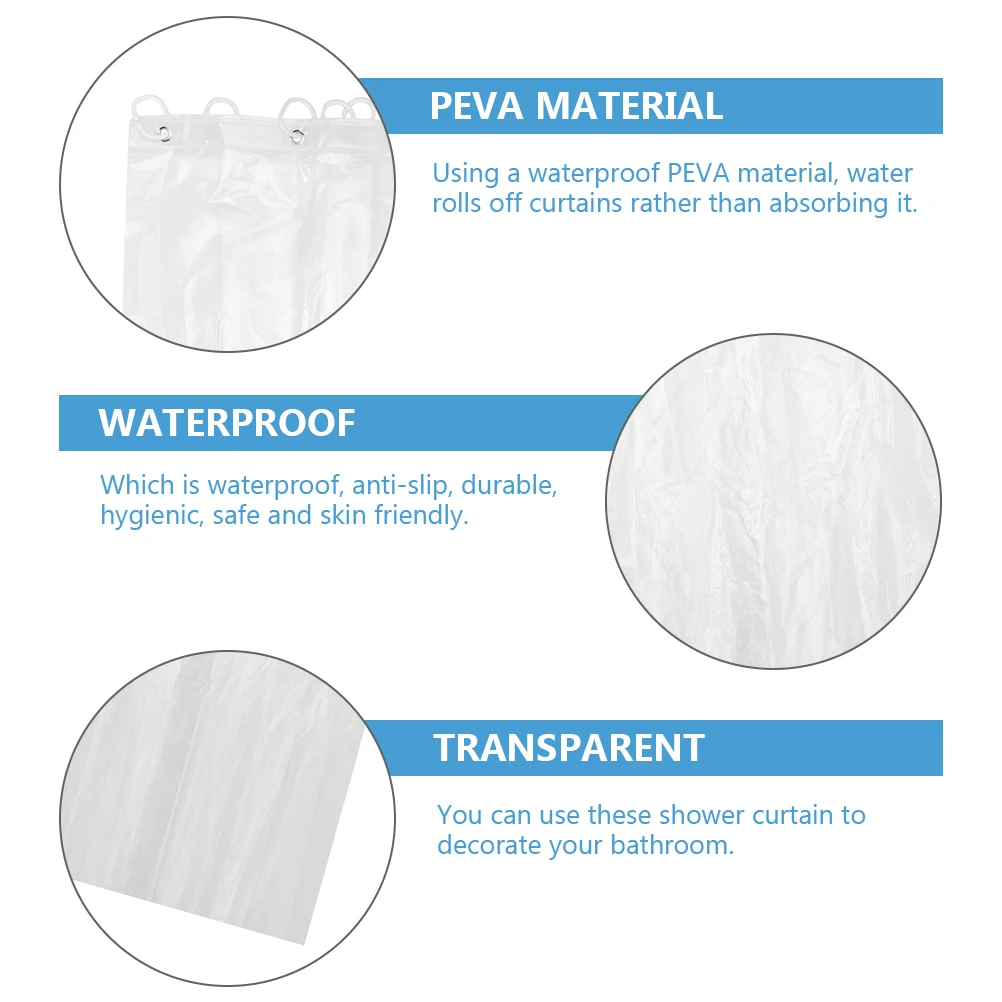 

Waterproof Shower Curtain Clear Liner with Magnets Liners Curtains Inner Beach Bathroom