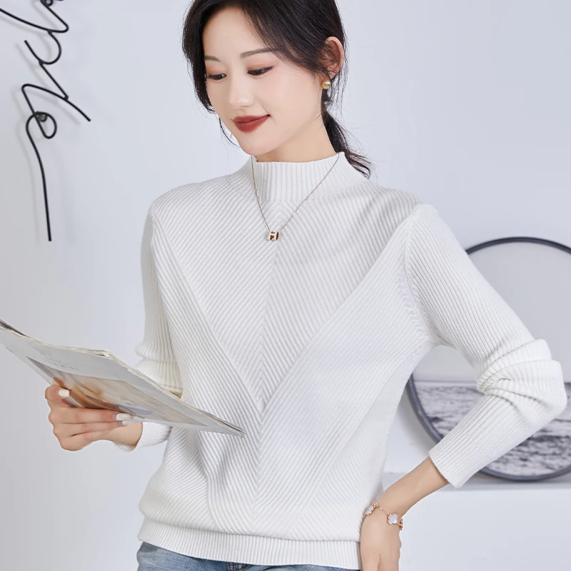 Middle-aged Women's Wool Undershirt Mother's Top Fashion able Sweater High Quality New Style Autumn Winter 2023