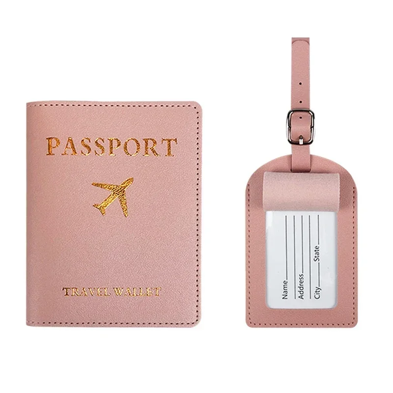 Etichetta per bagagli/copertura per passaporto Etichetta per valigie da viaggio in pelle PU unisex Etichetta per bagagli Etichette per borse da imbarco Nome ID Indirizzo Accessori