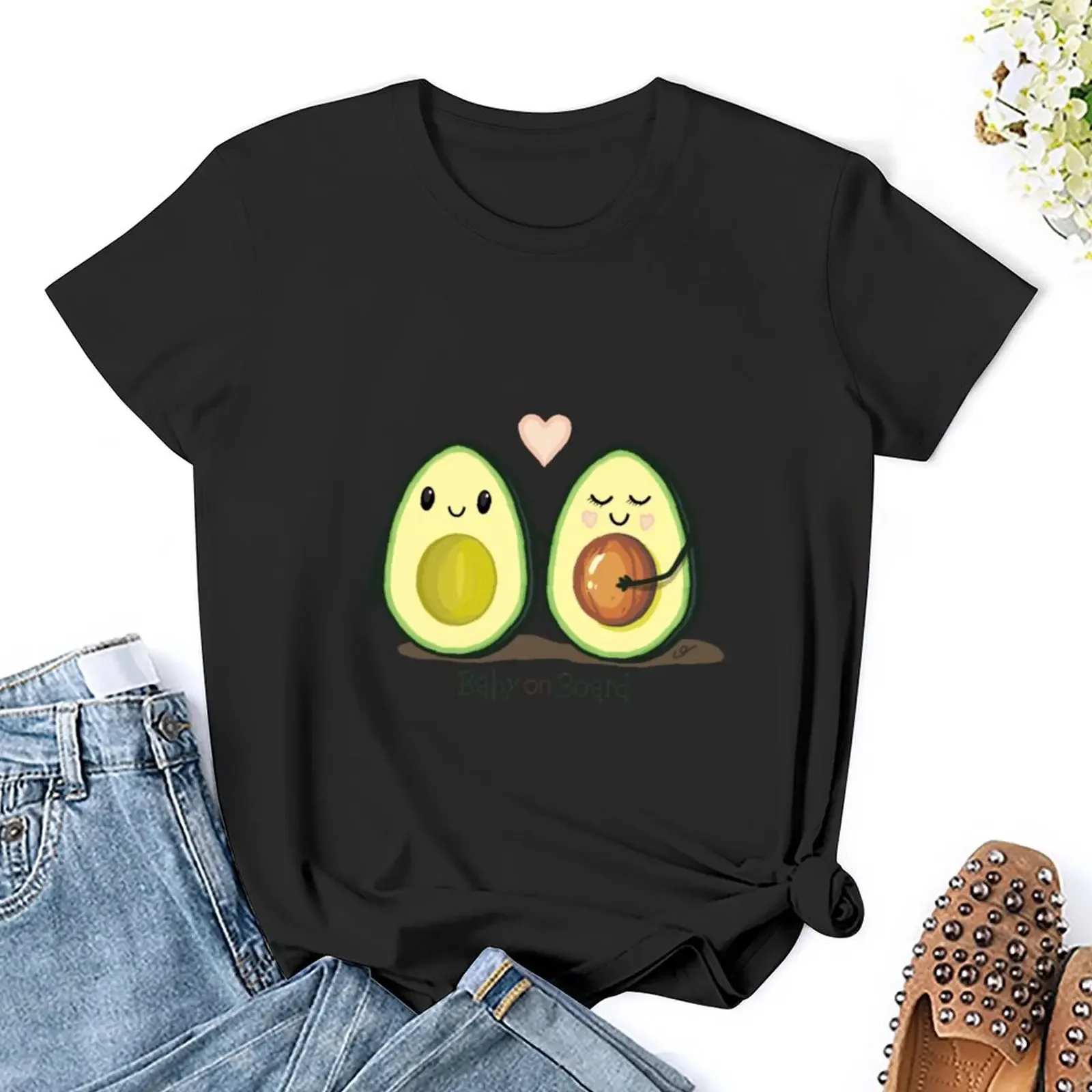 Baby an Bord Avocado Paar T-Shirt lustige Tier druck Shirt für Mädchen T-Shirt Kleid für Frauen lang