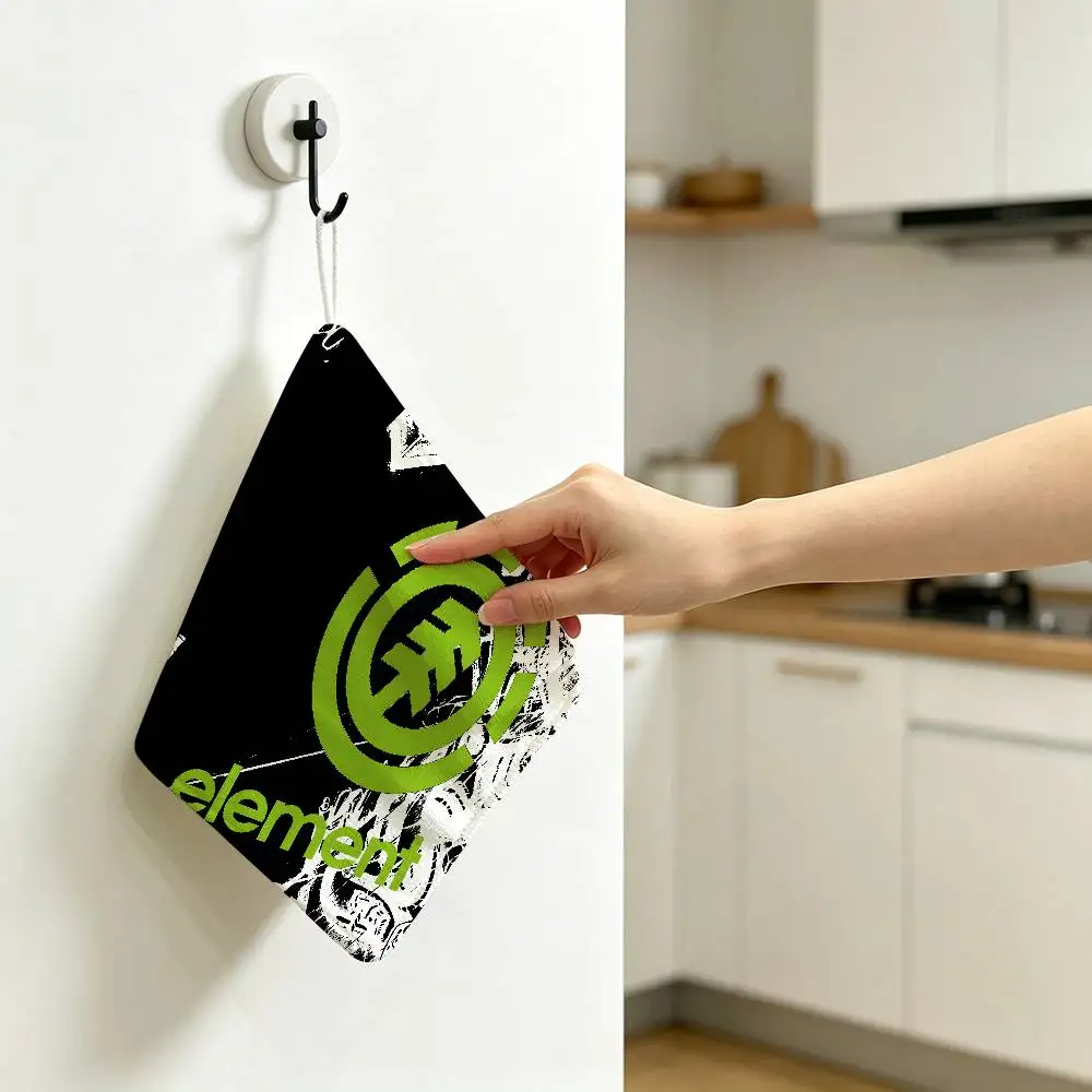 E-Element skate-board logo Polyester Cotton Hanging Hand Towel, Super Absorbent Hand Wiping Towel for Daily Household Use