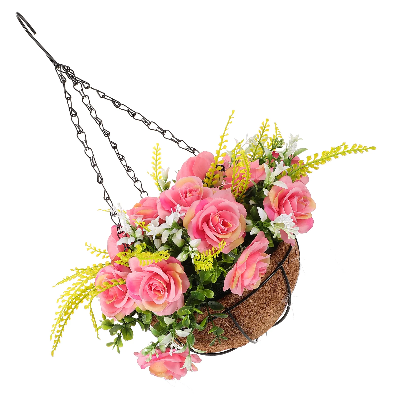 

Coconut Palm Flower Basket Artificial Hanging Planter Chain Flowers Outdoor Ornament Spring Home Garden Plant Vase