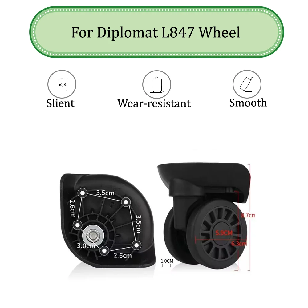 

For Diplomat L847 Universal Wheel Replacement Suitcase Silent Smooth Shock Absorbing Durable Convenient Accessories Wheels