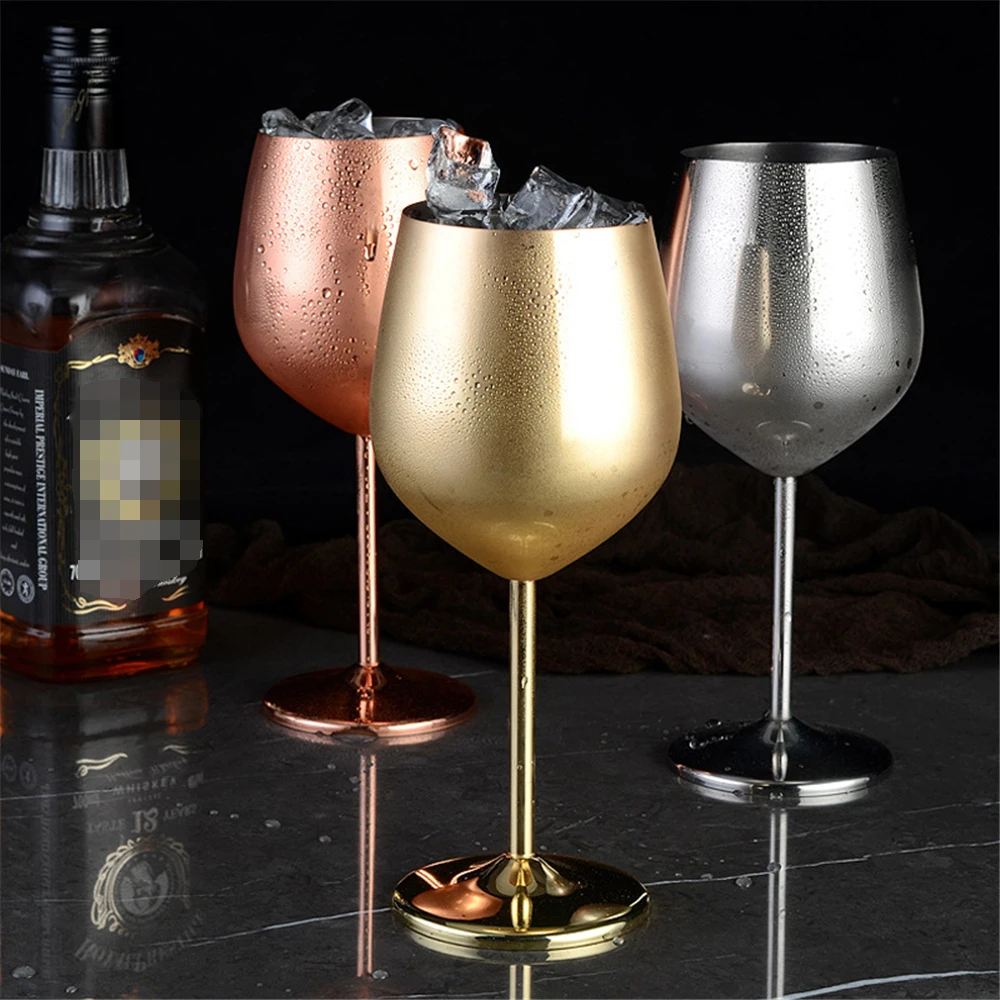 

500ml Stainless Steel Wine Glasses Cocktail Goblet Red Wine Glass Champagne Cup for Drinking Cocktails and Wine at Bar and Home