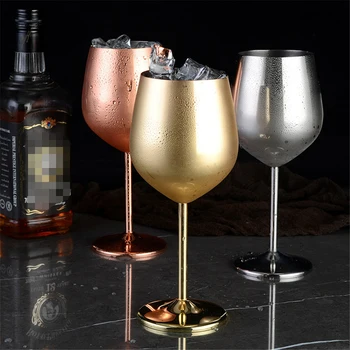 500ml 스테인레스 스틸 와인 안경 칵테일 고블릿 레드 와인 유리 샴페인 컵 음료 칵테일과 와인