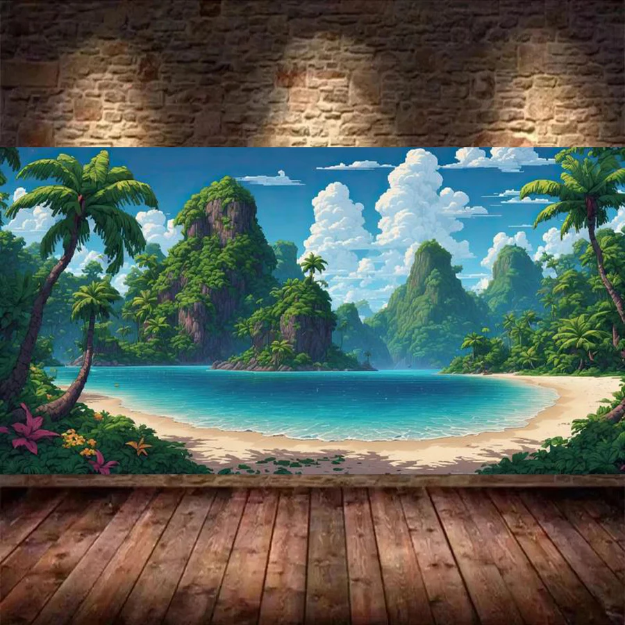 

Island Scenery Picture Large Size Diy Diamond Painting Mountain and Sea Full Square Round Drill Mosaic Embroidery Wall Decor