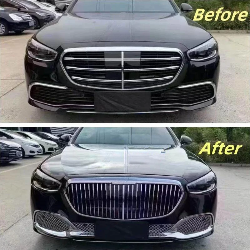 Suitable for Mercedes S Class W223 2021-2023 Maybach S480 S680 Style Unpainted Body Kit Front Rear Bumper Grille