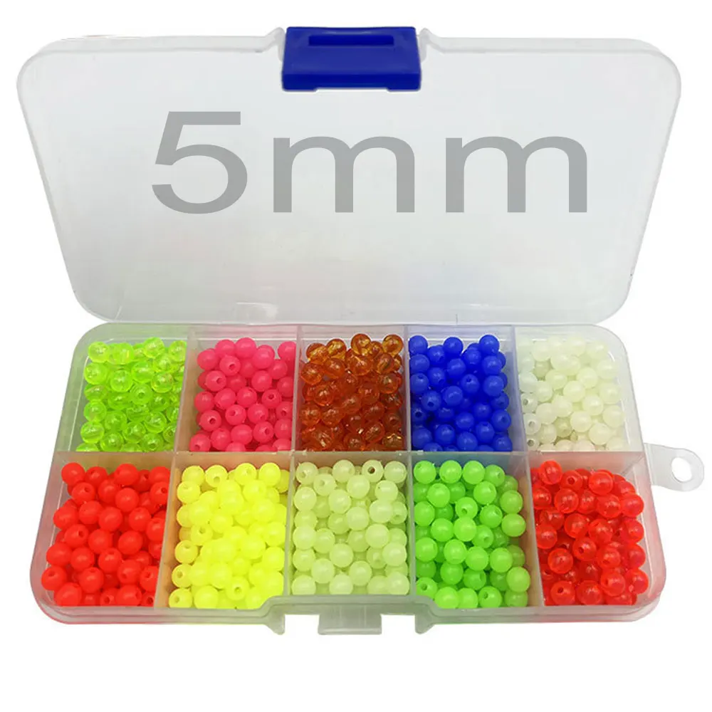

1000pcs Luminous Fishing Beads 5mm Hard Plastic Glow Beads For Night Fishing Round Float Balls Stopper Bead Fishing Tackle