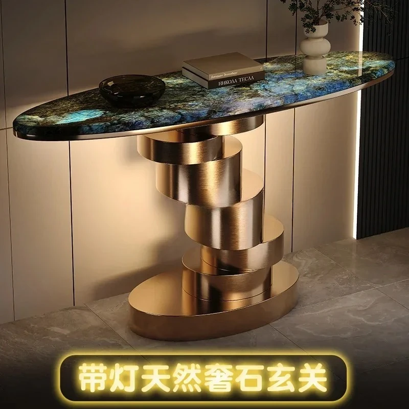 AHousehold large flat-floor villa foyer entry blue jadeite natural luxury stone Xuanguantai