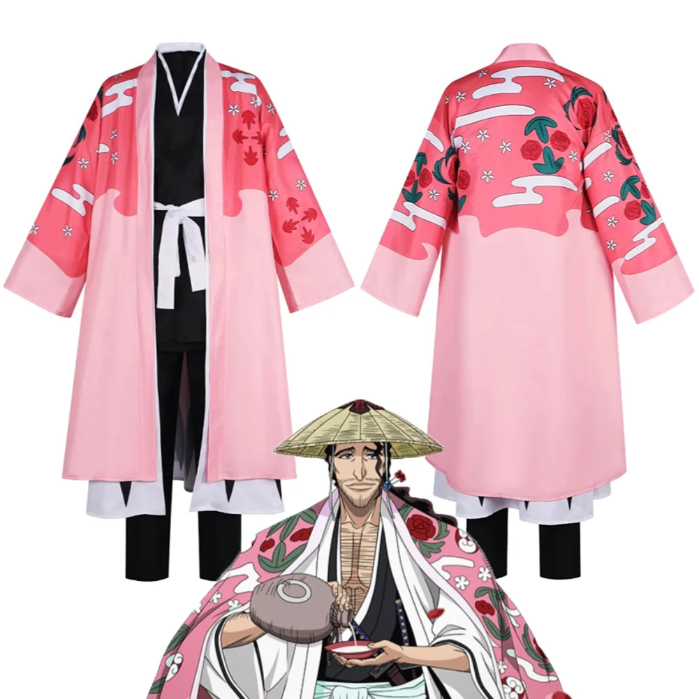 Kyoraku Shunsui Cosplay Costume Anime Blieach Uniform Kimono Cloak Set Thousand-Year Blood War Halloween Party Role Play Outfits