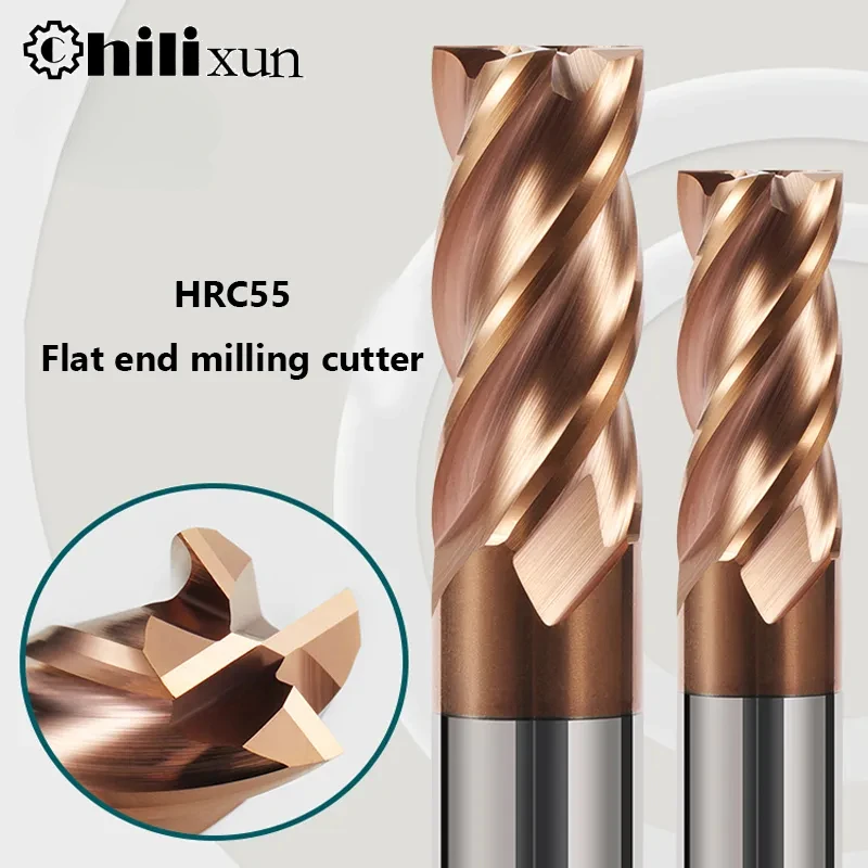 

HILIXUN HRC55 Carbide End Mill 4 Flutes Metal Steel Tungsten Milling Cutter Alloy Coating Cutting Tool CNC Maching Фрезер