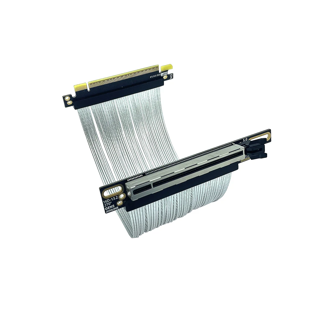 كابل تمديد بطاقة الرسومات PCI-E 5.0 X16 كابل مطلي بالفضة GEN5 64GB\S 270 °   كابل تمديد وحدة معالجة الرسومات لهيكل 217e NZXT H1