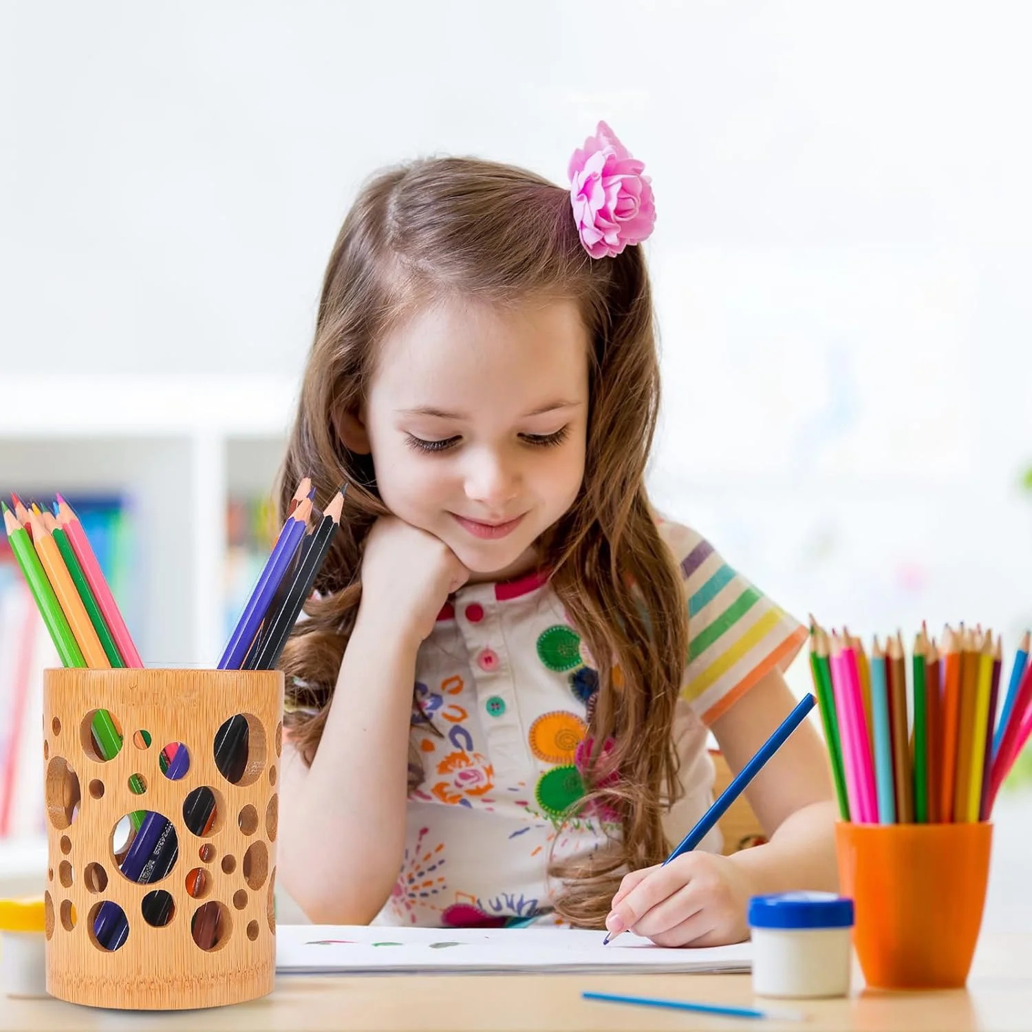 

Bamboo Tube Toothbrush Cup Holder Drainage Air Circulation Toothbrush Holder Home Bathroom Offices Decor Supplies