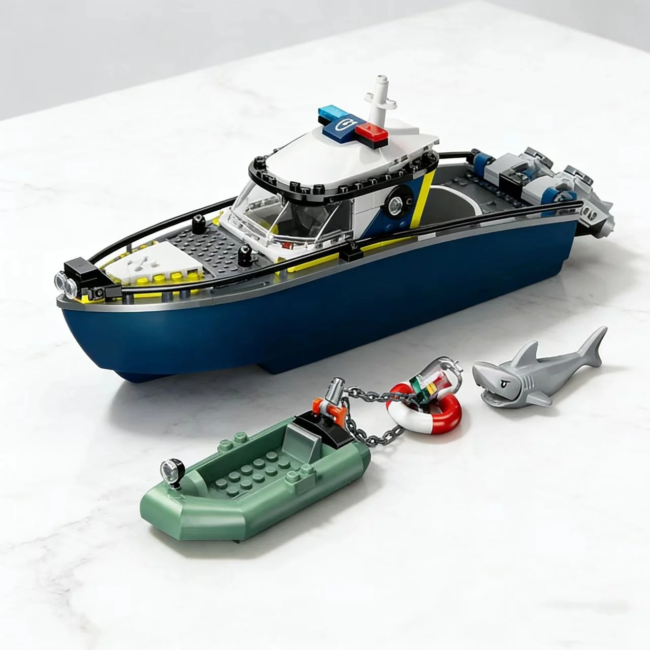 

Third Party Compatible MOC Sets City Series Building Blocks 60456 Police Boat Chase Ship Children's Toys Gift