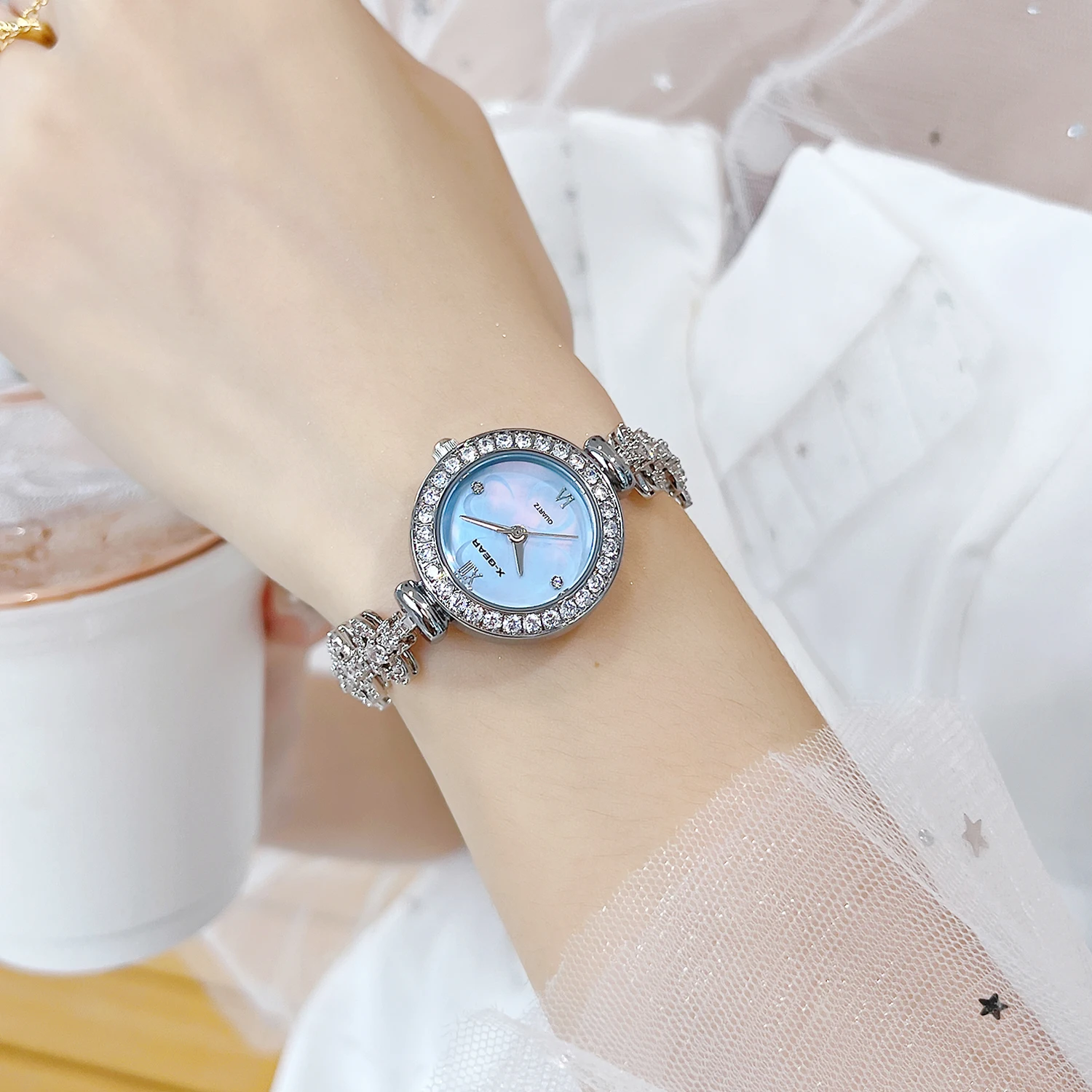 

X-GEAR женские часы модные роскошные циферблаты с цирконием круглые женские часы кварцевые часы вечерние