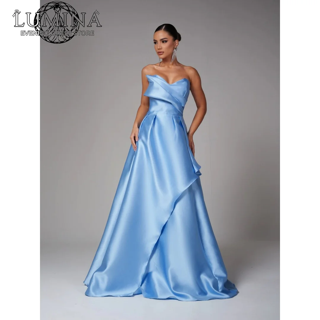 

Lumina Custom Made Cocktail Dresses Medium Length the Most Luxurious Dresses for Weddings Line A Tube Top Satin Lace Dress Prom