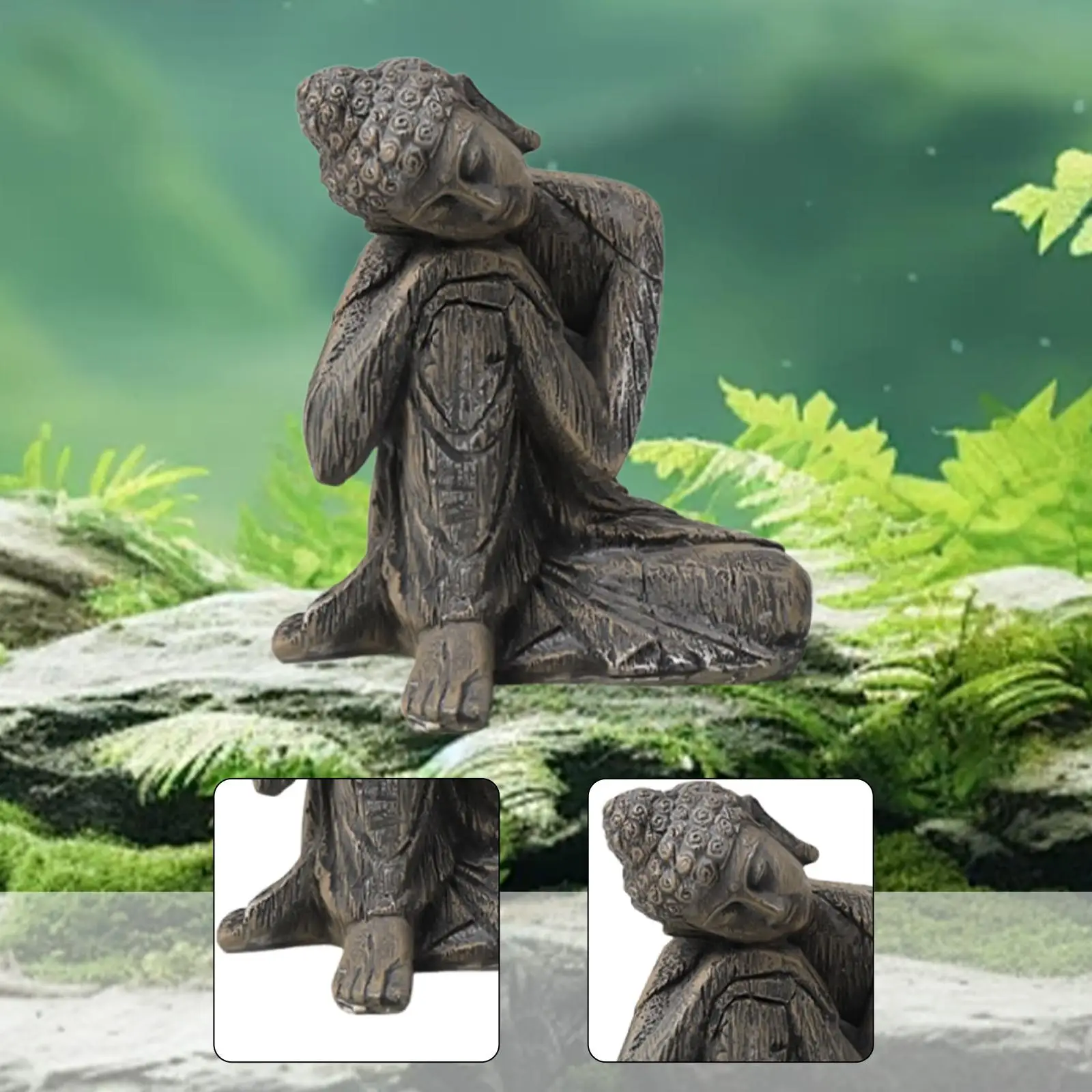 

Sleeping Buddha Statue Sculpture Aquarium Decor Table Centerpiece Meditation Decoration Ornament for Housewarming Lawn Garden