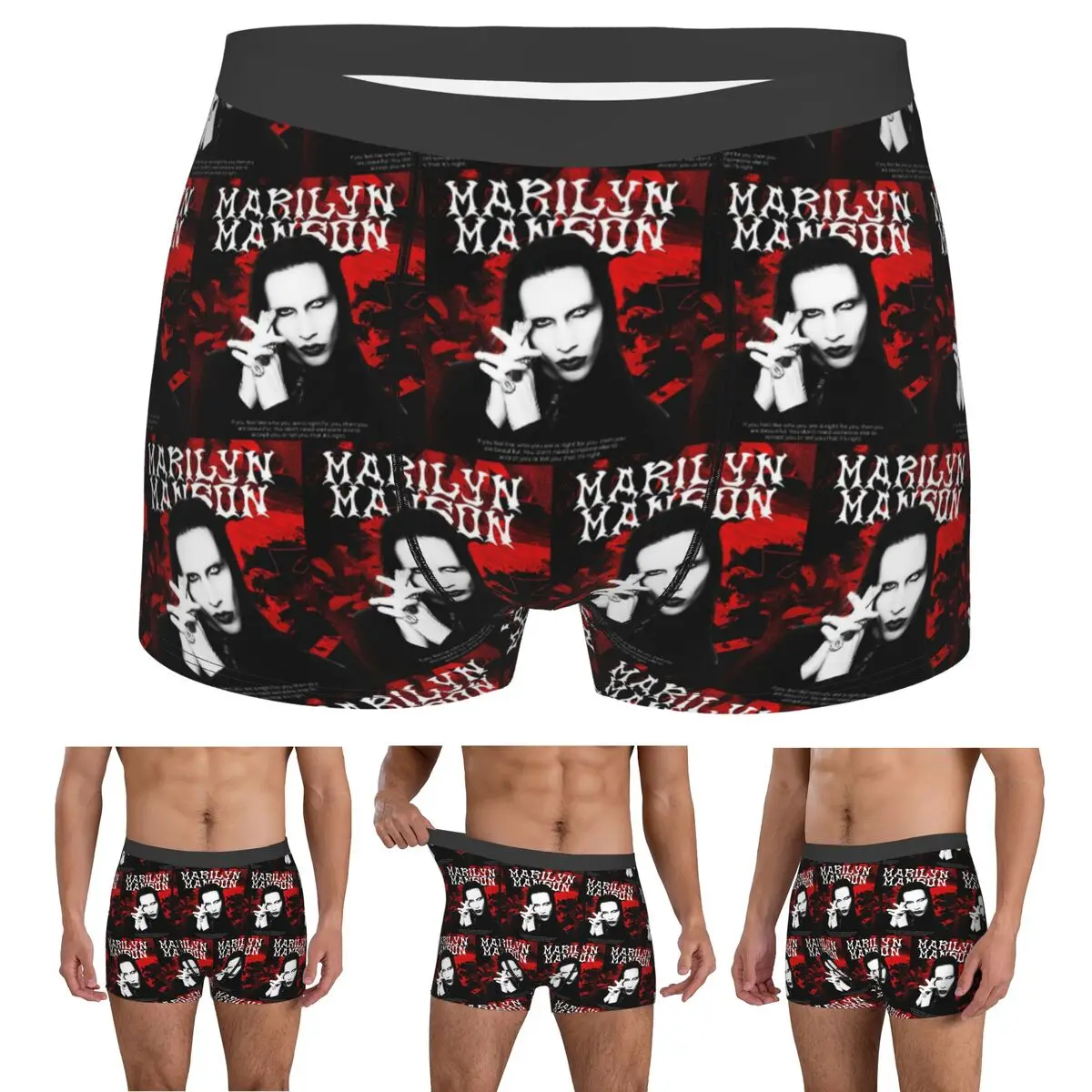 Boxer Underpants Shorts New Arrival Marilyn Manson The Golden Age Of Last Music Panties Men's Comfortable Underwear Homme Man