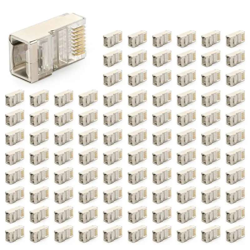 

Stylish-Shielded RJ45 Connector CAT5E CAT6 Crimp Ethernet Connector STP 8P8C Modular Crystal Head Plugs 500 Pieces