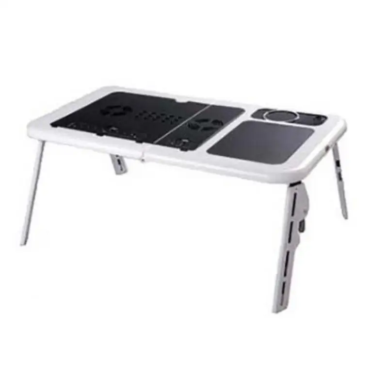 Foldable and Adjustable Table with 2 Notebook Cooler with Cup Support