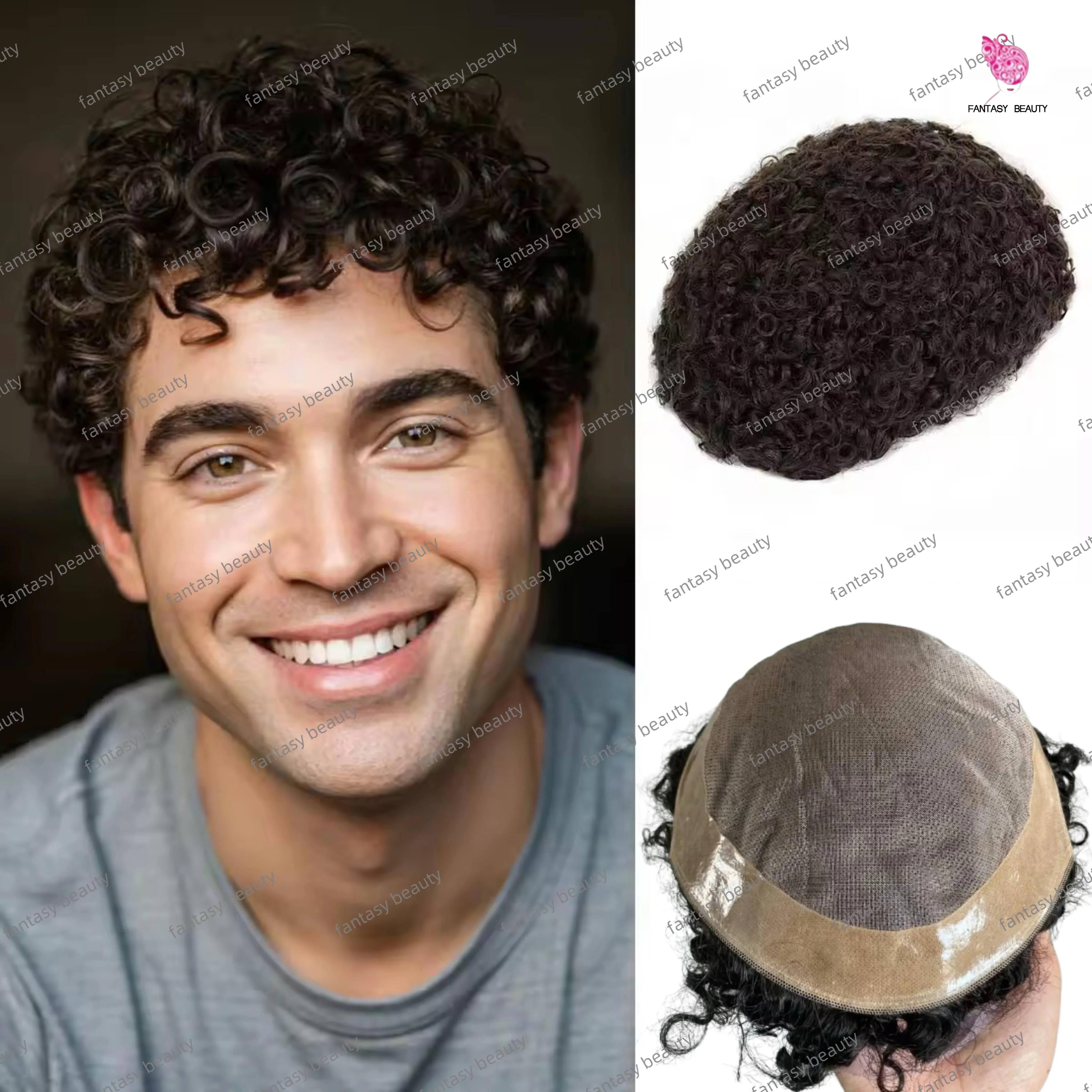 

Мужские афро-кудрявые парики 20 мм, супер прочный парик на моно и искусственной основе, афро-американский парик для мужчин, 100% черные человеческие волосы для мужчин