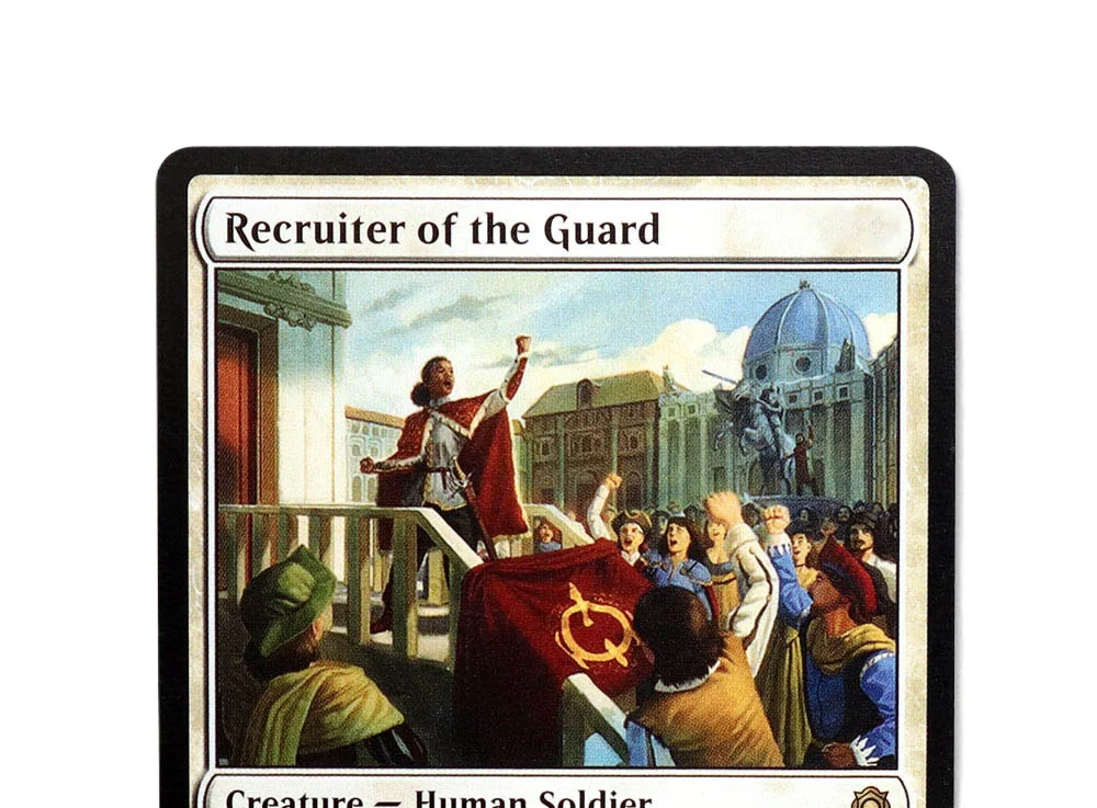 

Recruiter of the Guard Foil/Holo TCG Magical Proxy Black Высококачественные прокси- игральные карты Сбор настольных игр Коллекционные карты