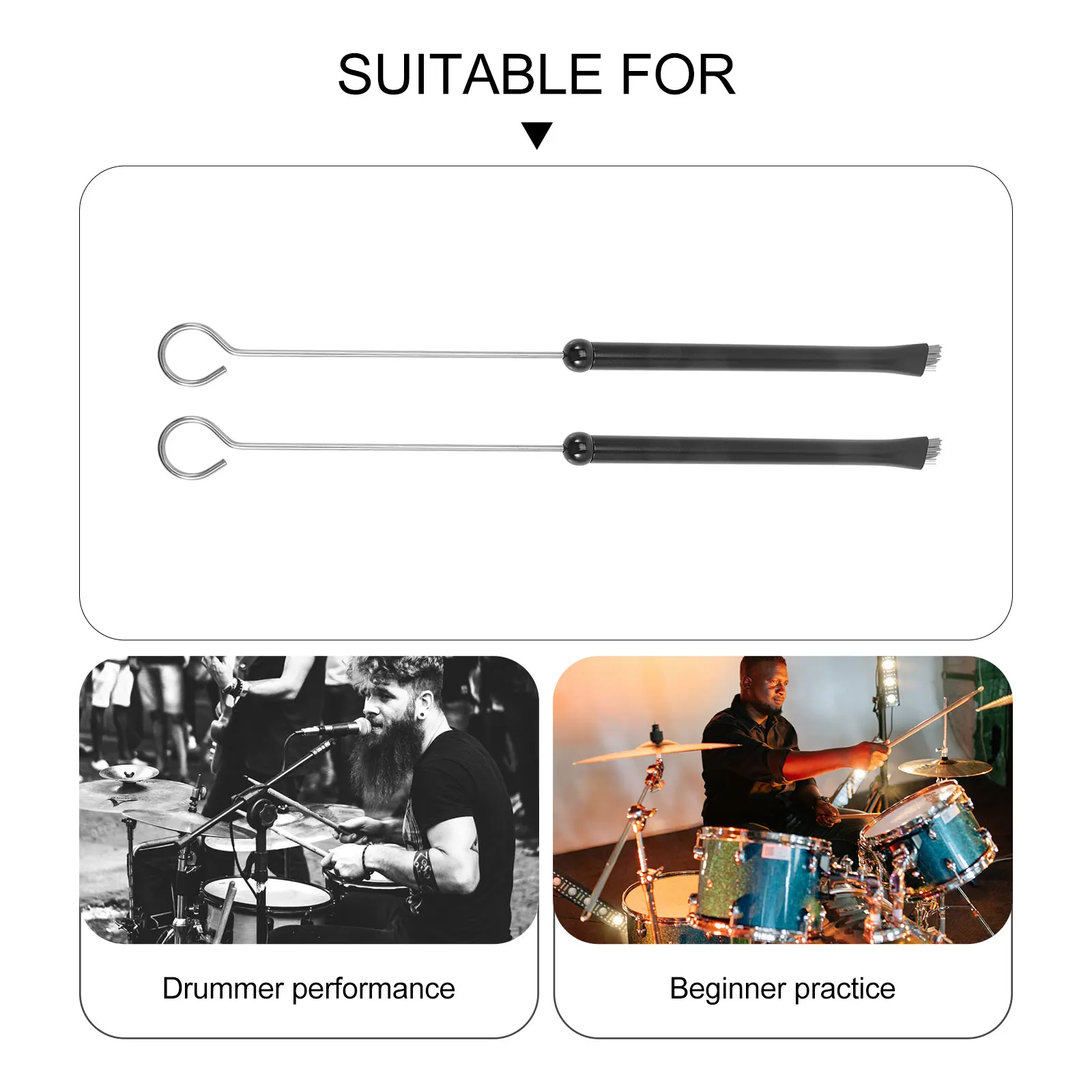 

2Pcs Drum Wire Brush Metal Handle Strong Durable Steel Wire Drum Sticks Ideal for Jazz Drummers and Music Lovers