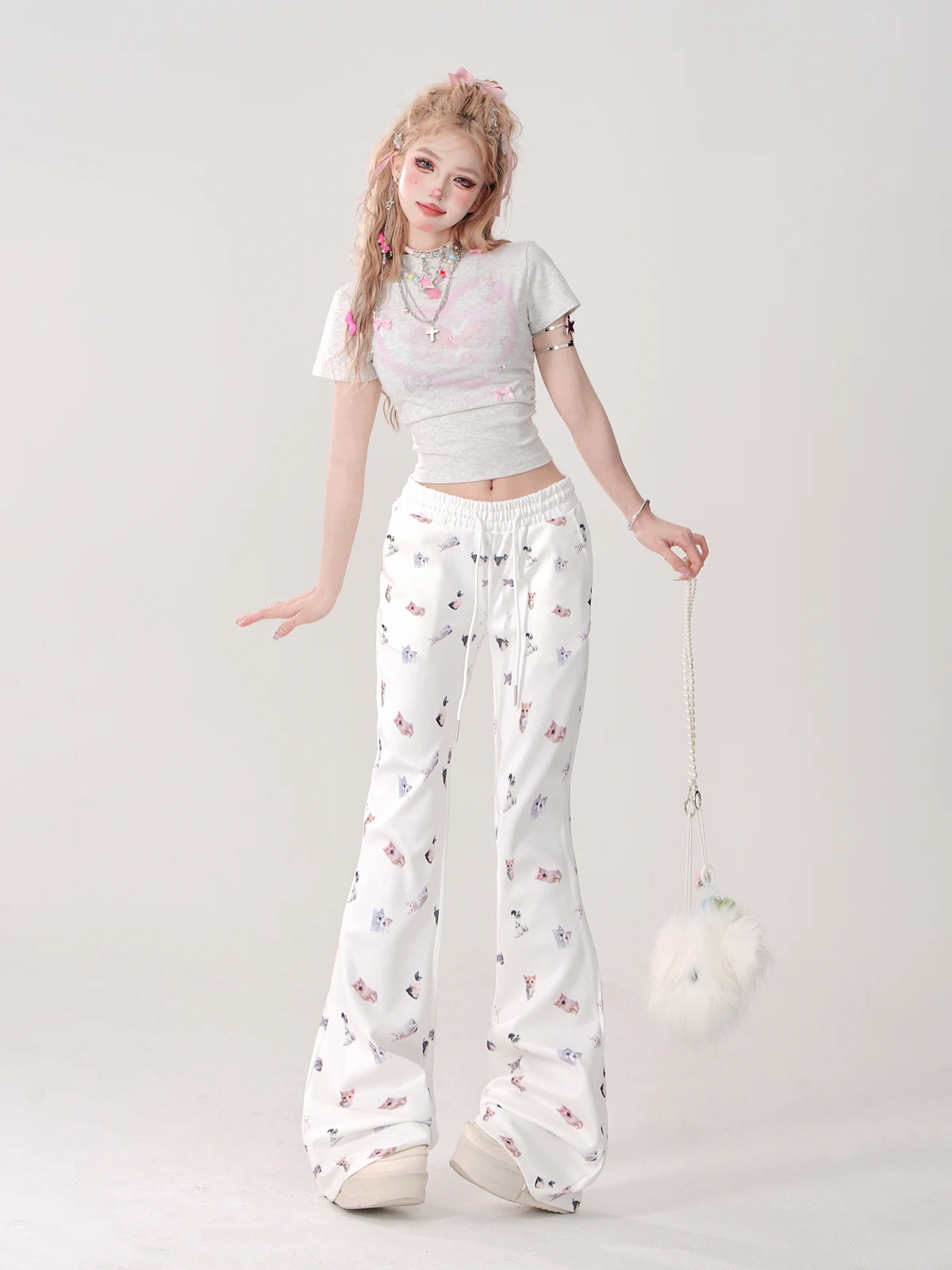 High Quality Hot Selling Wholesale Slim Fit Casual Pants Long Pants with Elastic Waistband Flared Pants Women Harajuku Vestido