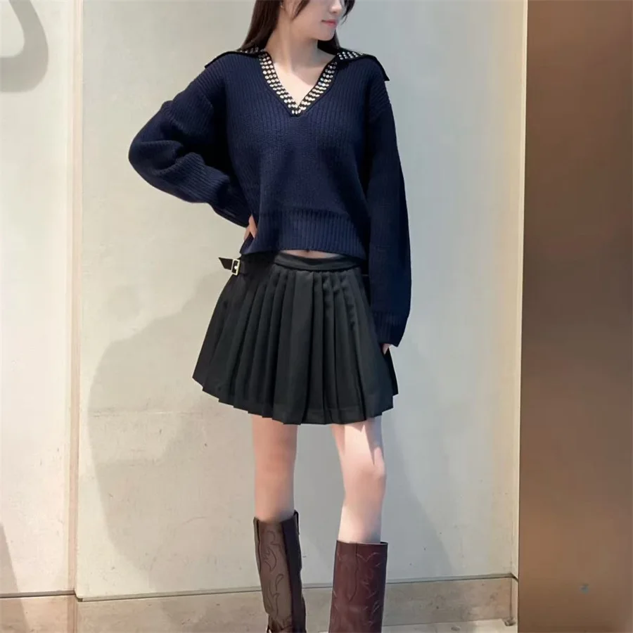 

Skirt, Pants,Skirts for Women Pleated Skirt, Fashionable Temperament, Buckle Design, French Niche, 2024 Autumn New Collection