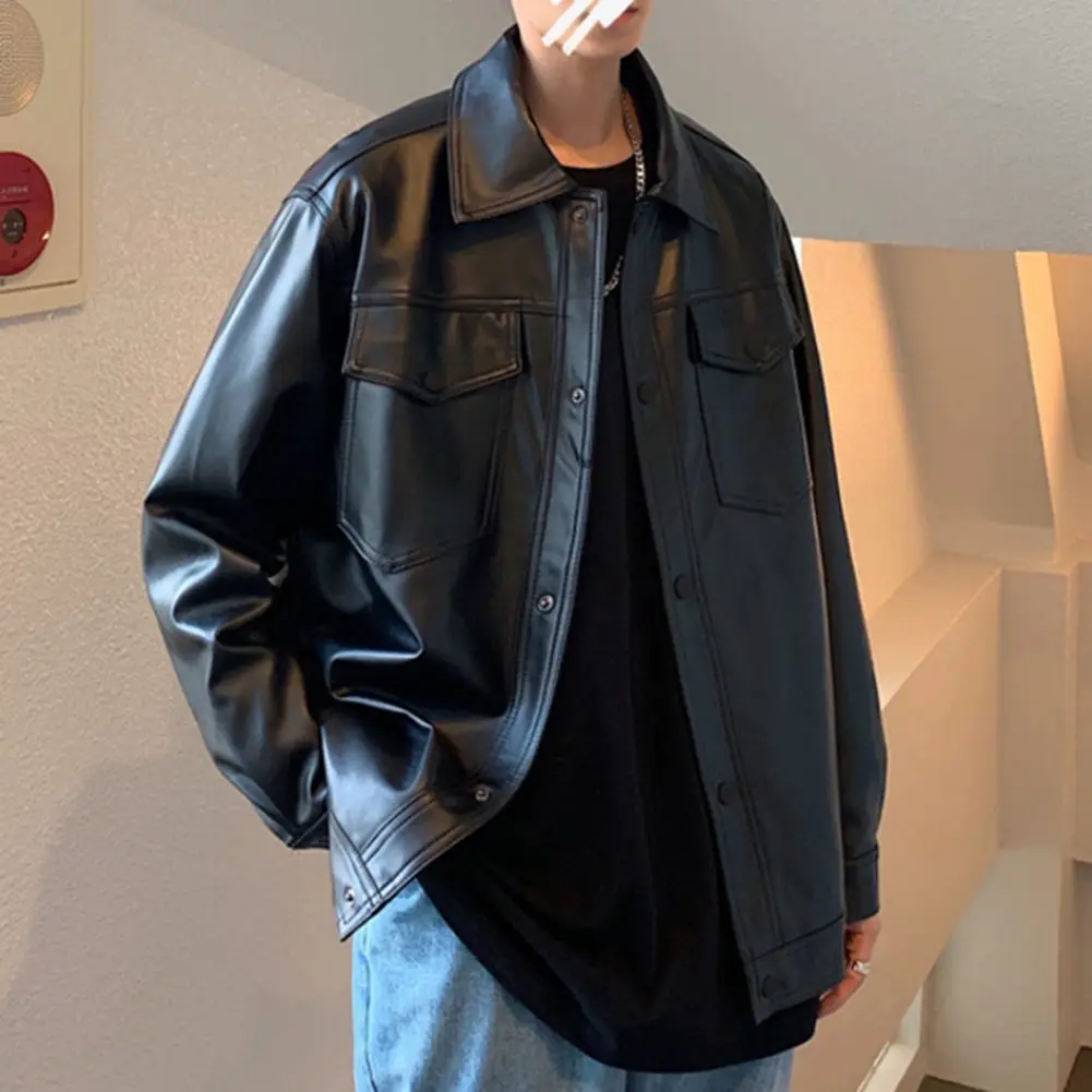 

Для повседневной носки, мужское мотоциклетное пальто с длинным рукавом, обычная длина одежды, легкая эластичная ткань, однотонный узор