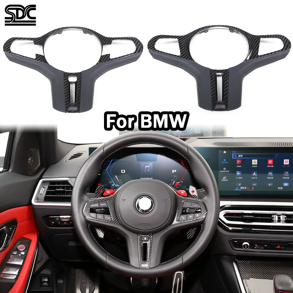 

Real Carbon Fiber Steering Wheel Trims For BMW M2 M3 M4 X5M X3 X4 M340i 330i 430i Prepreg Dry Carbon Fibre iD6 iD7