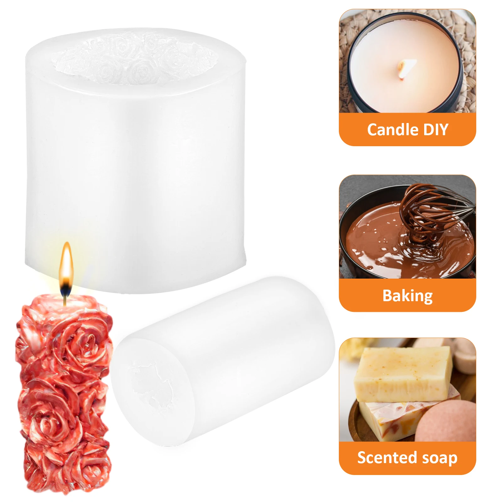 

2 Rose Silicone Molds for Soap Aromatherapy Food Grade Non Stick Flower Silicone Molds Clean DIY Hardware