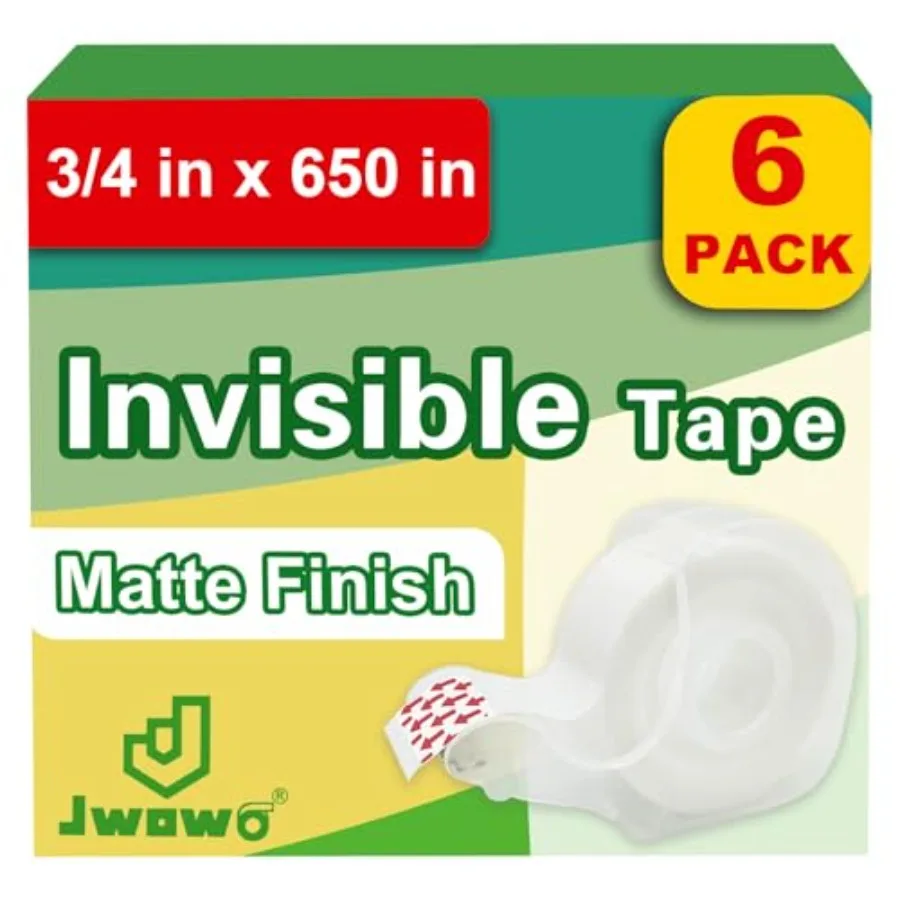 Invisible Tape with Refillable Tape Dispenser Holiday Supplies and Gift Wrap Tape Great for Christmas Crafts Matte Finish 3/4 i