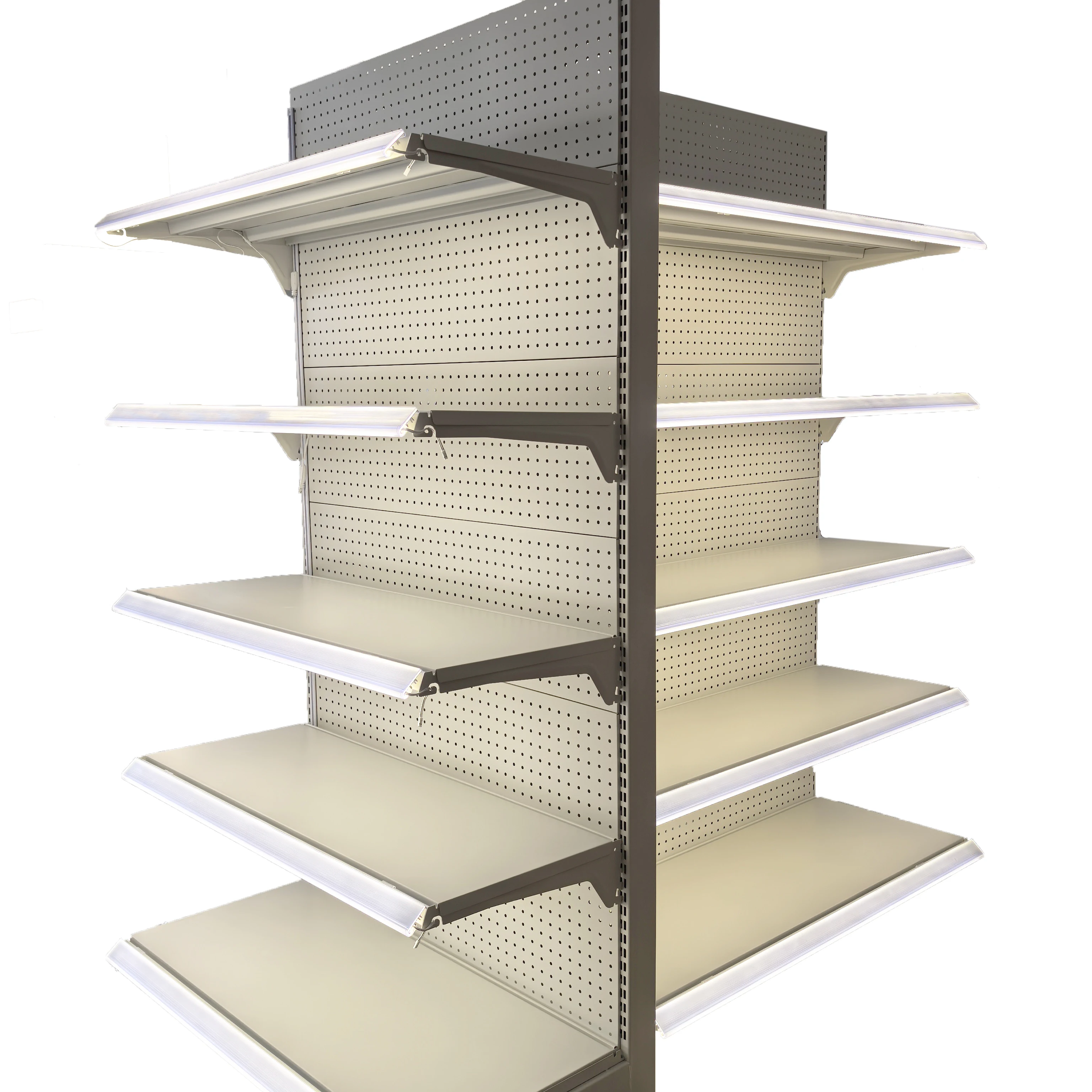 Supermarket shelves Light shelves Hanging baskets Double-sided shelves for grocery storage