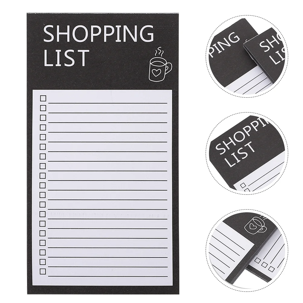 3 Books Shopping List Pad for Fridge Magnetic Notepad Grocery Pads Refrigerator Black Notebook Notepads Office