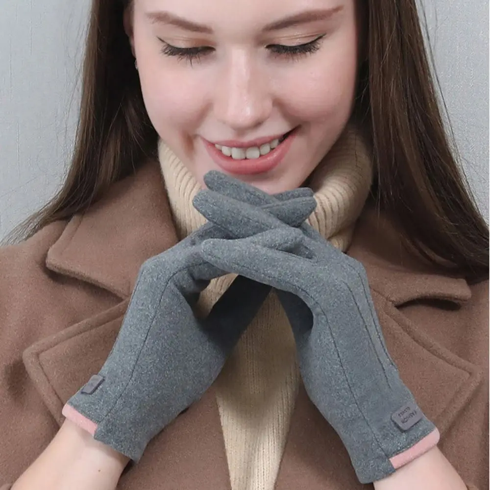 Ladies Autumn Outdoors German Velvet Cold Protection Windproof Warmer Mittens Women Gloves Touch Screen Gloves Cycling Gloves