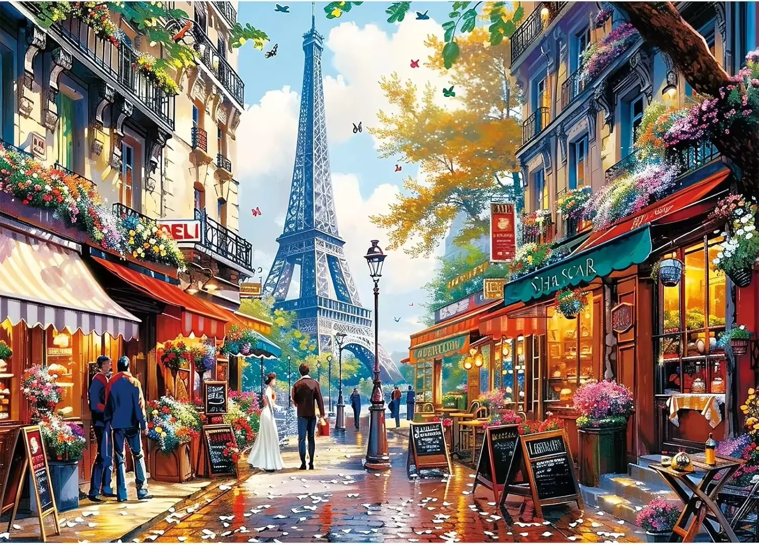 

Charming Paris 1000/500/2000 Pieces Jigsaw Puzzles Challenging Family Activity Games for Gameroom Bedroom Livingroom