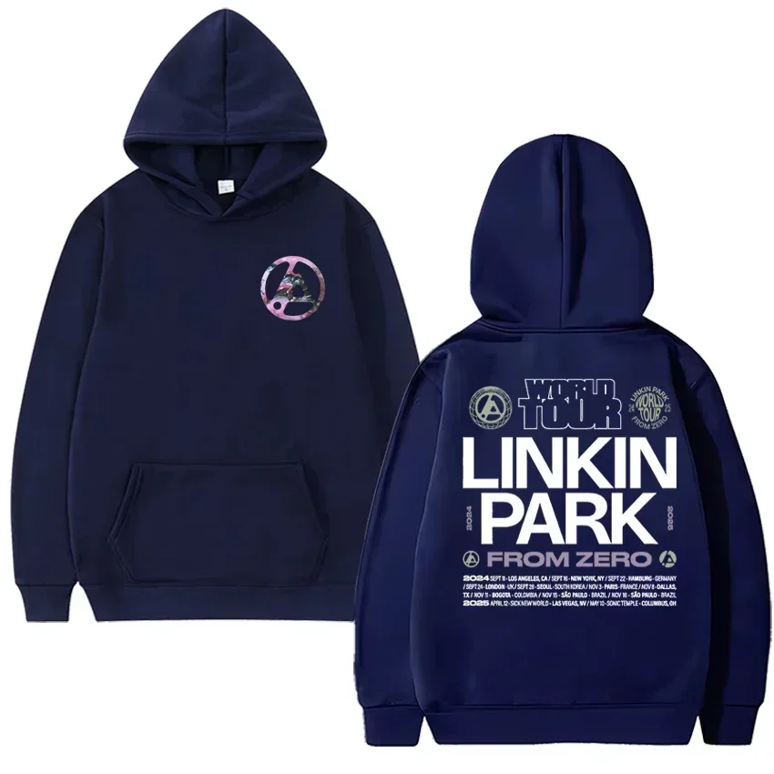 تي شيرت روك باند لينكين بارك من Zero World Tour Merch تي شيرت جديد للرجال والنساء Harajuku ملابس الشارع الشهير مع ملابس رياضية قطيفة