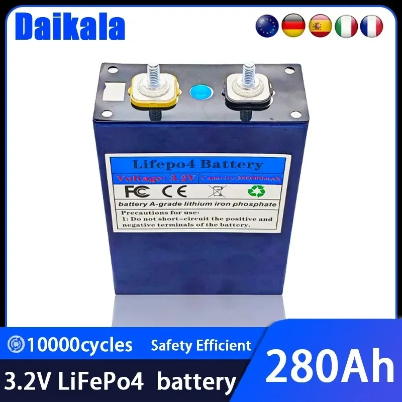 

3.2V 280Ah LiFePO4 Battery A-Grade 8000 Cycles for Solar RV Boat 12V DIY Energy Storage Electric Vehicle Golf Cart