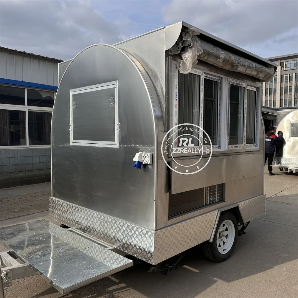 

Mobile Food Truck Coffee Ice Cream Pizza Cart Burger BBQ Catering Food Trailer With Fully Kitchen Equipped