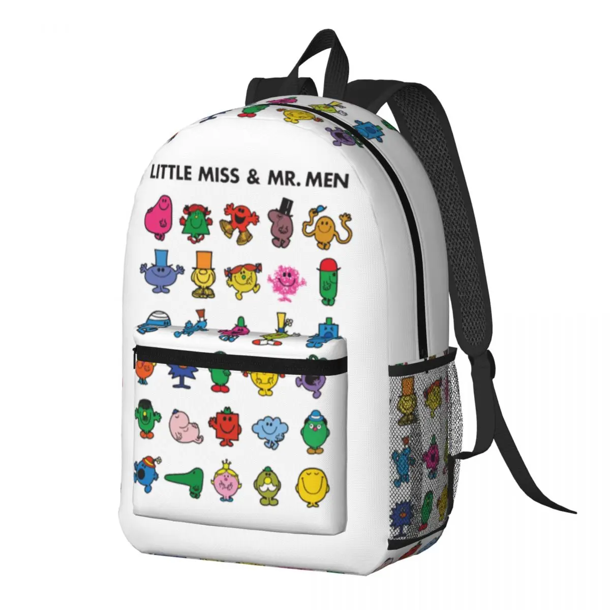 Little Miss And Mr. Men Backpack Daypack Large Capacity Boys Girls BookBag School Bag Shoulder Bags for Men Women