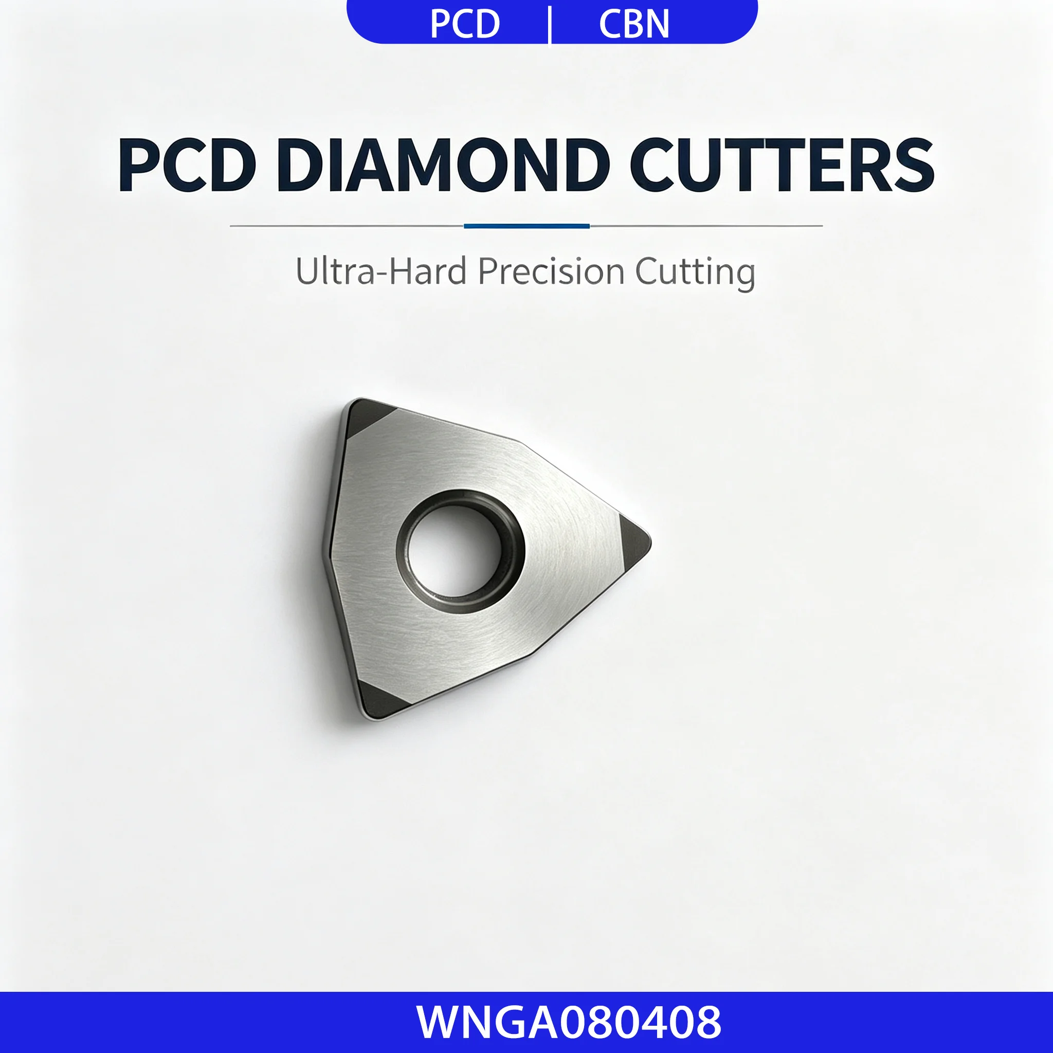 WNGA080408 CBN Hexagonal Indexable Precision Turning Inserts Cubic Boron Nitride CNC for Hardened Steels High Hardness Cast Iron