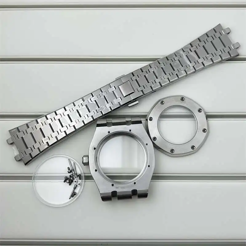 変更された 41 ミリメートルステンレス鋼時計バンドケースサファイアガラス Oakap NH35 NH36 ムーブメント時計アクセサリー 31.8 ミリメートルダイヤルに適しています